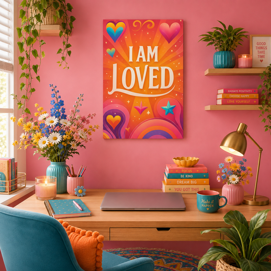 I AM LOVED – Colorful Affirmation Canvas Wall Art