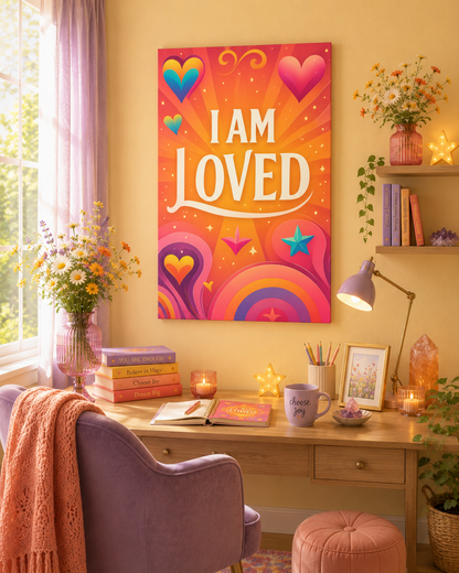 I AM LOVED – Colorful Affirmation Canvas Wall Art