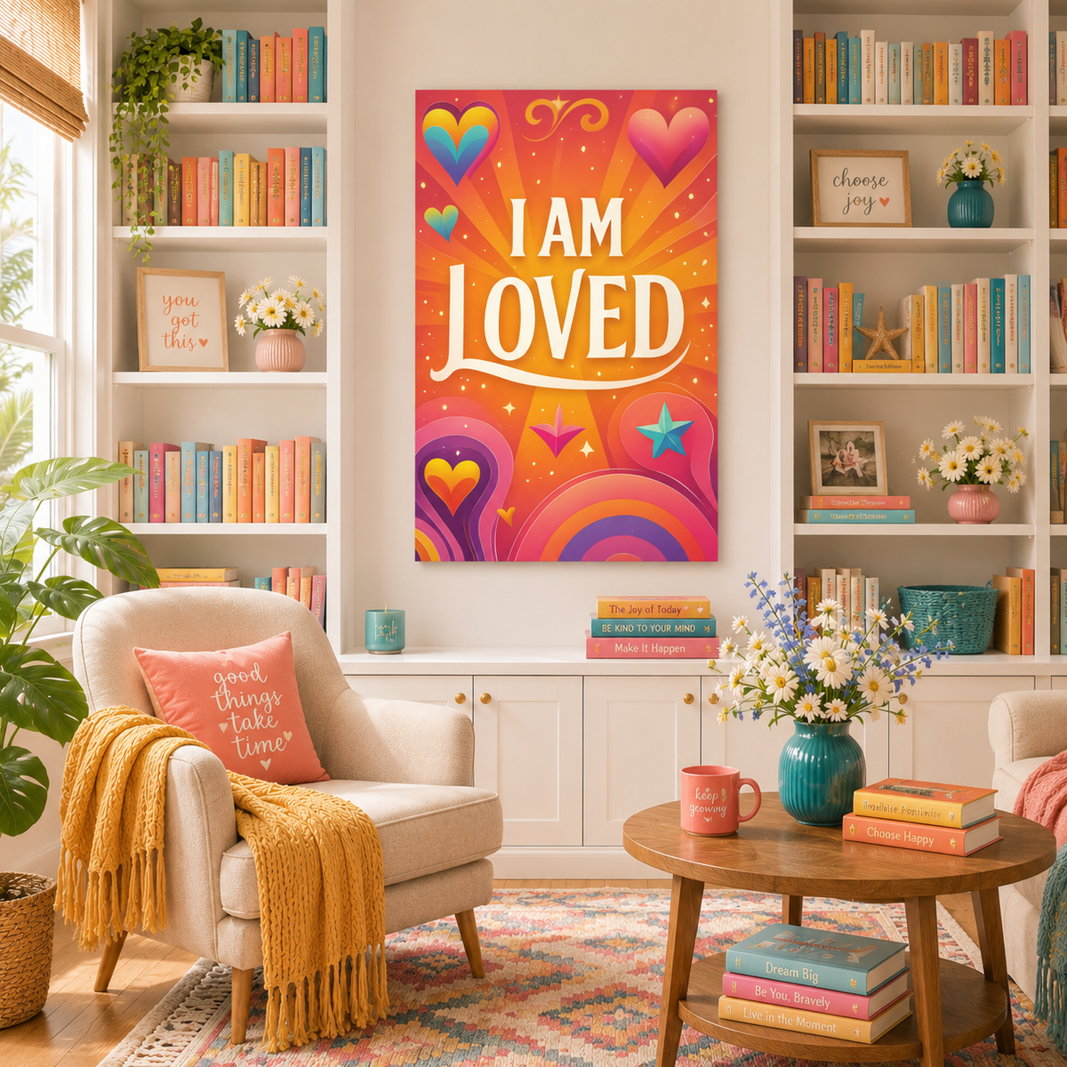 I AM LOVED – Colorful Affirmation Canvas Wall Art