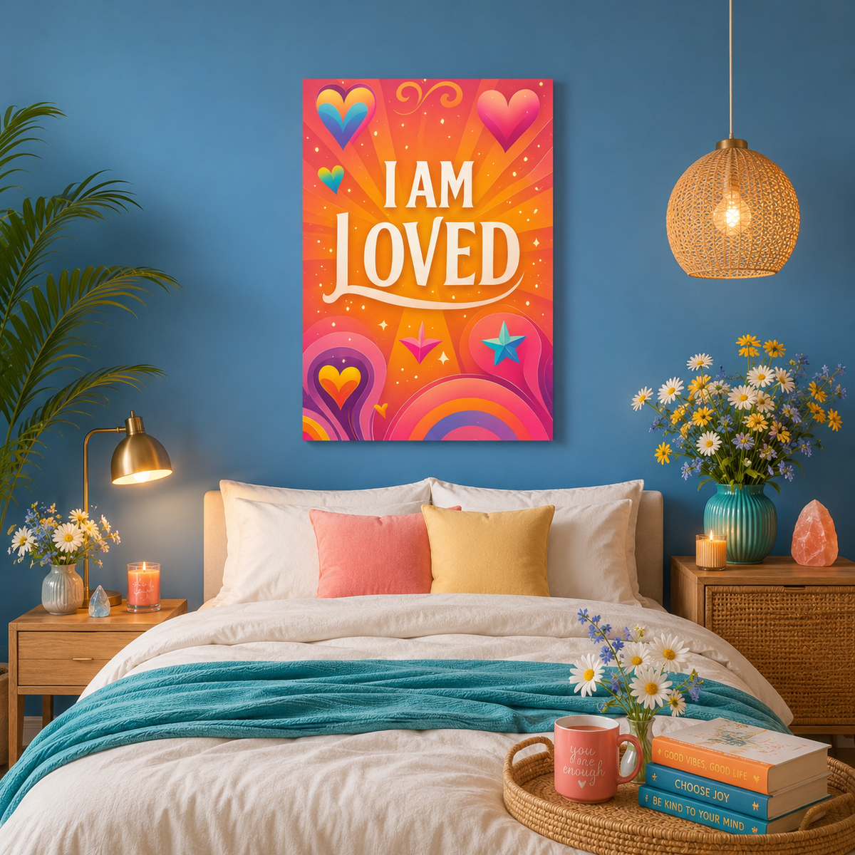I AM LOVED – Colorful Affirmation Canvas Wall Art