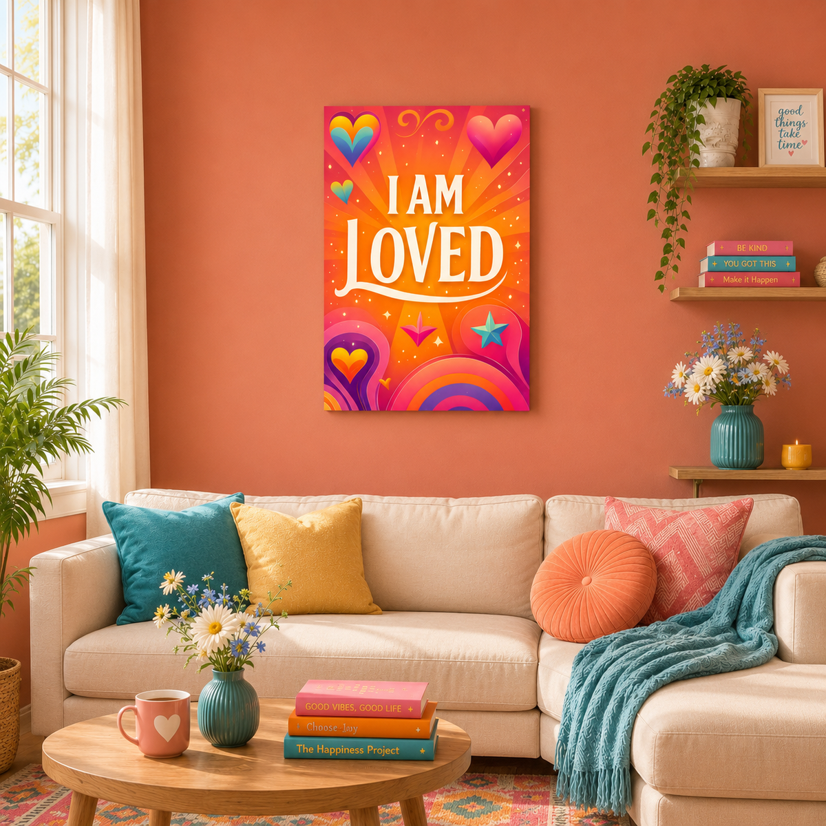 I AM LOVED – Colorful Affirmation Canvas Wall Art