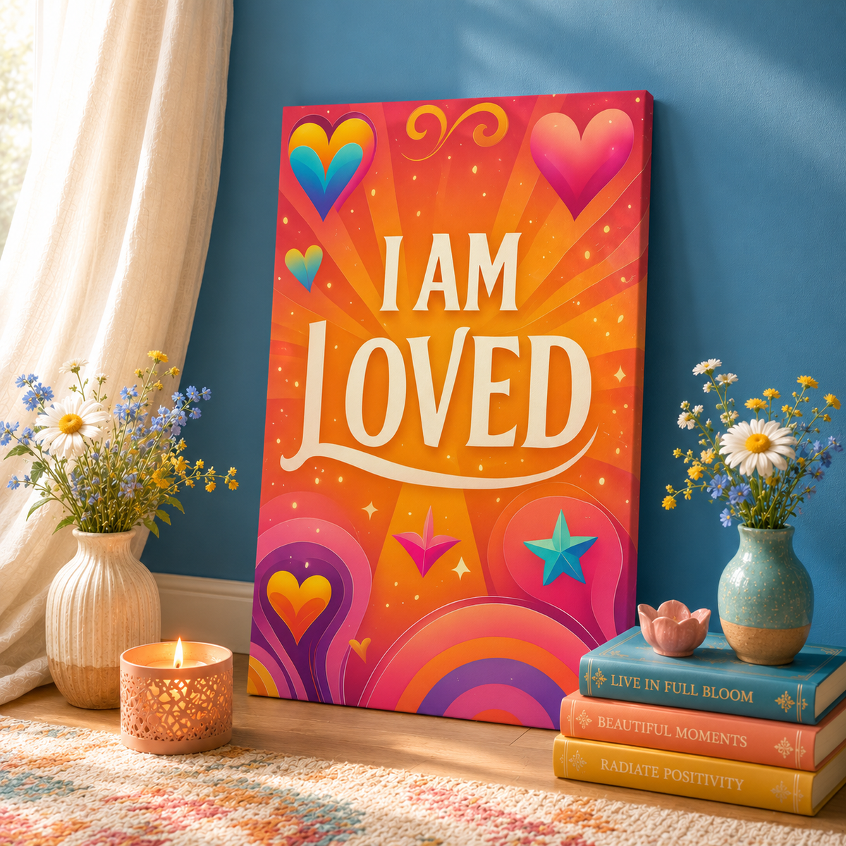 I AM LOVED – Colorful Affirmation Canvas Wall Art