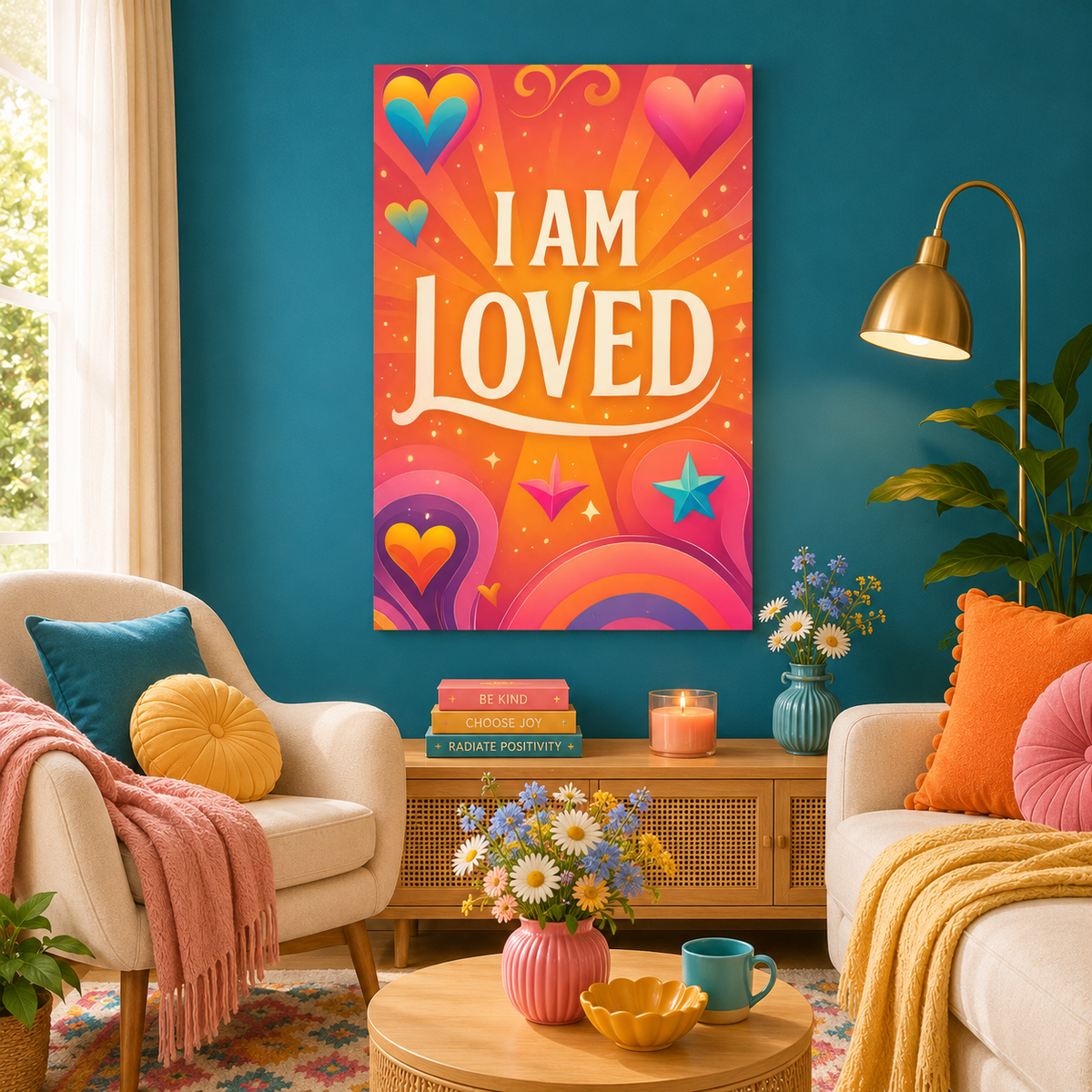 I AM LOVED – Colorful Affirmation Canvas Wall Art
