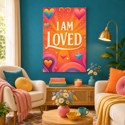 I AM LOVED – Colorful Affirmation Canvas Wall Art