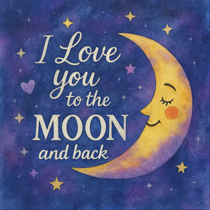 I Love You to the Moon and Back - Celestial Night Sky | Canvas Wall Art