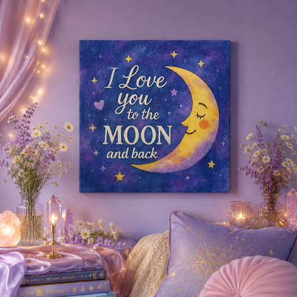 I Love You to the Moon and Back - Celestial Night Sky | Canvas Wall Art