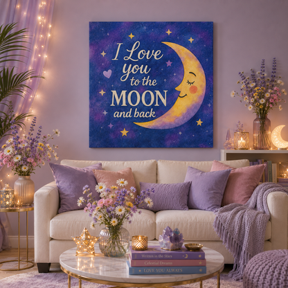 I Love You to the Moon and Back - Celestial Night Sky | Canvas Wall Art