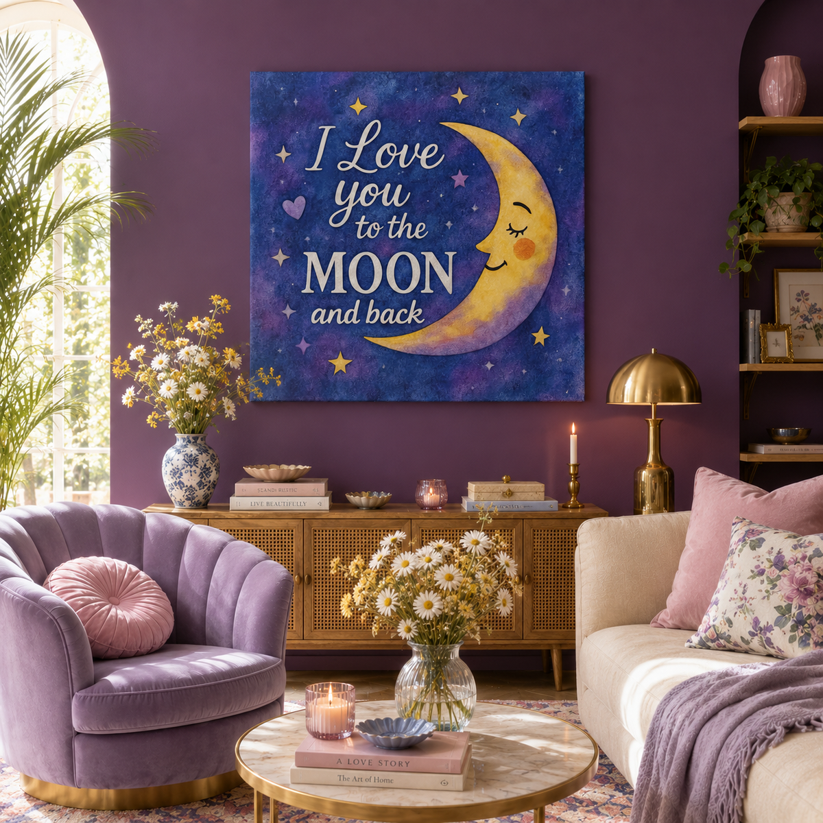 I Love You to the Moon and Back - Celestial Night Sky | Canvas Wall Art