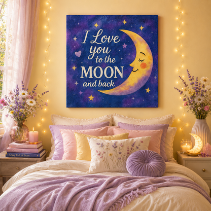 I Love You to the Moon and Back - Celestial Night Sky | Canvas Wall Art