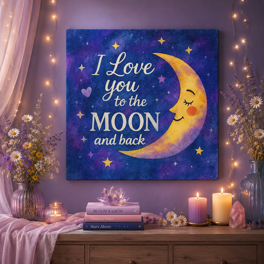 I Love You to the Moon and Back - Celestial Night Sky | Canvas Wall Art