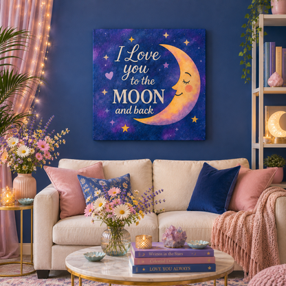 I Love You to the Moon and Back - Celestial Night Sky | Canvas Wall Art
