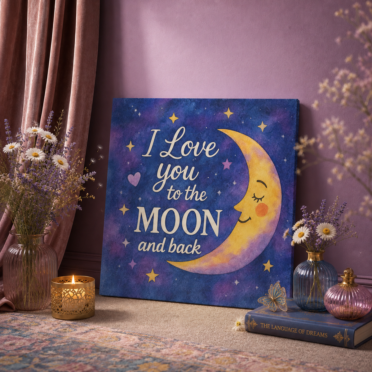 I Love You to the Moon and Back - Celestial Night Sky | Canvas Wall Art