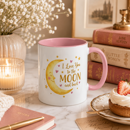 I Love You to the Moon and Back – Adorable Pink Accent Mug (11oz & 15oz)
