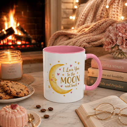 I Love You to the Moon and Back – Adorable Pink Accent Mug (11oz & 15oz)