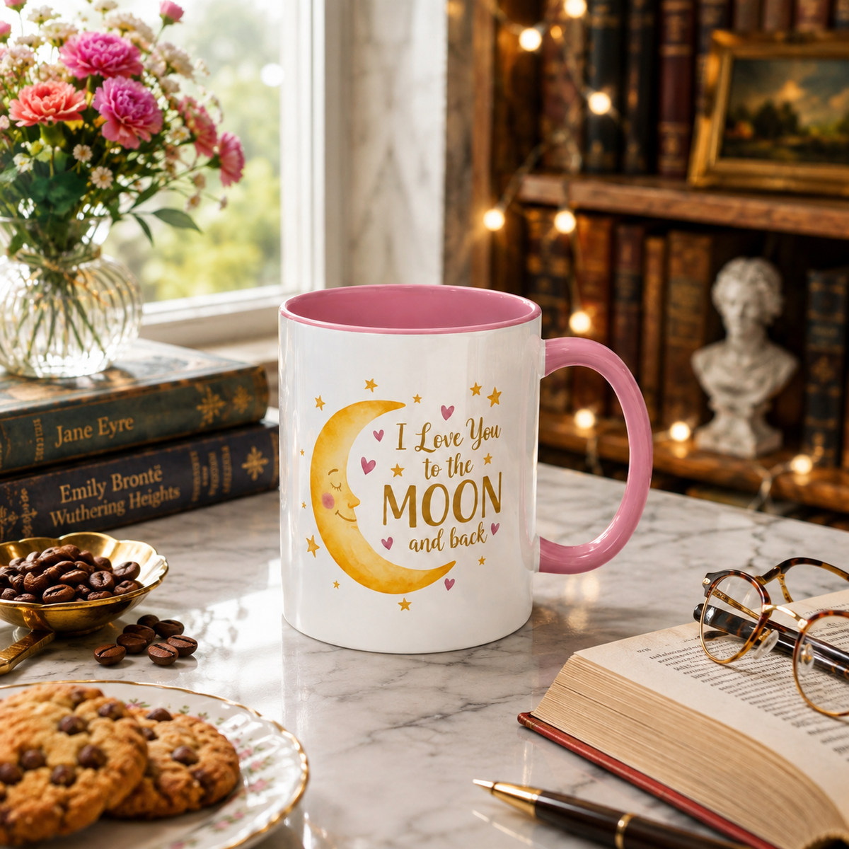 I Love You to the Moon and Back – Adorable Pink Accent Mug (11oz & 15oz)