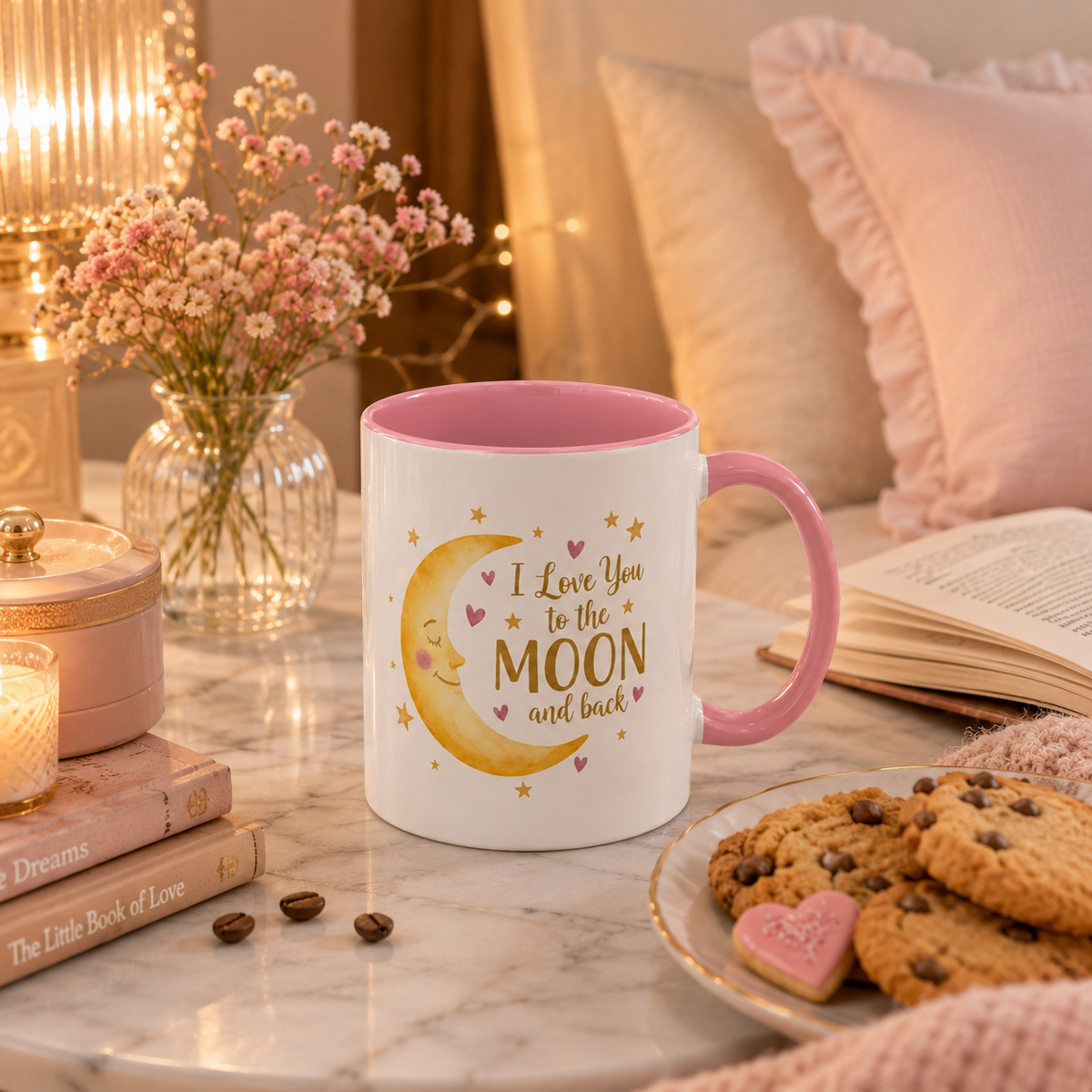 I Love You to the Moon and Back – Adorable Pink Accent Mug (11oz & 15oz)