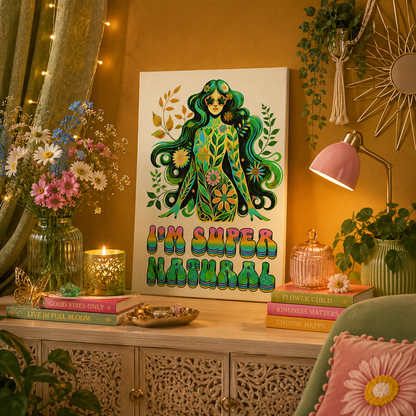 I’m Super Natural – Retro Radiant Affirmation Canvas Wall Art