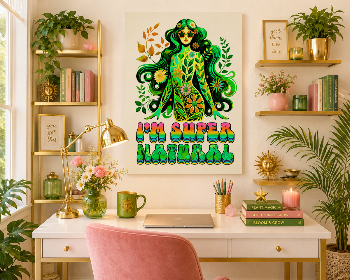 I’m Super Natural – Retro Radiant Affirmation Canvas Wall Art