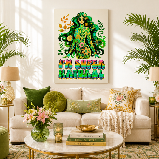 I’m Super Natural – Retro Radiant Affirmation Canvas Wall Art