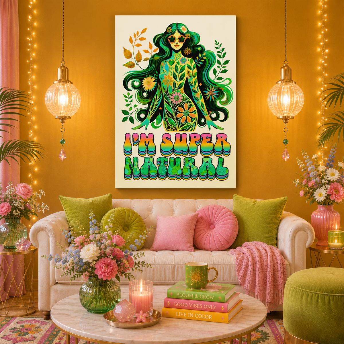 I’m Super Natural – Retro Radiant Affirmation Canvas Wall Art