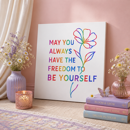 May You Always Have the Freedom to Be Yourself – Rainbow Affirmation Canvas Wall Art