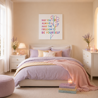 May You Always Have the Freedom to Be Yourself – Rainbow Affirmation Canvas Wall Art