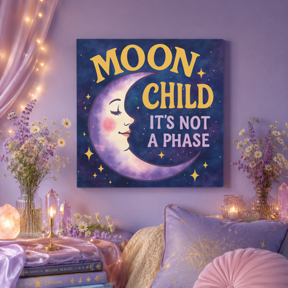 Moon Child Wall Art – “It’s Not a Phase” Celestial Canvas Print