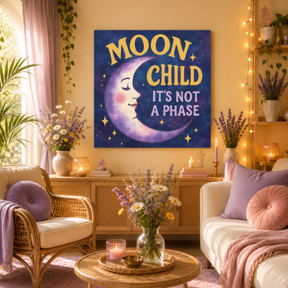 Moon Child Wall Art – “It’s Not a Phase” Celestial Canvas Print