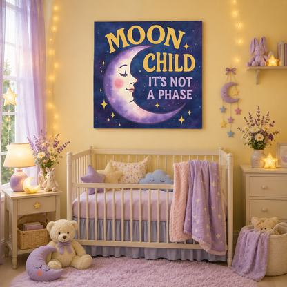 Moon Child Wall Art – “It’s Not a Phase” Celestial Canvas Print
