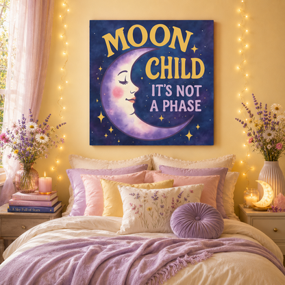 Moon Child Wall Art – “It’s Not a Phase” Celestial Canvas Print