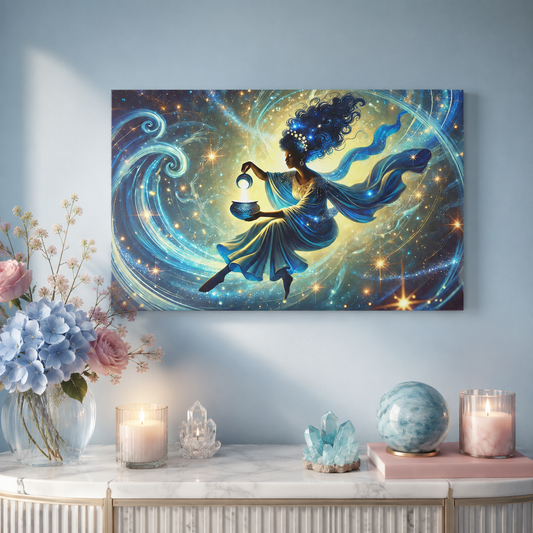 The Light Bearer – Mystical Celestial Wall Art on Eco-Friendly Canvas