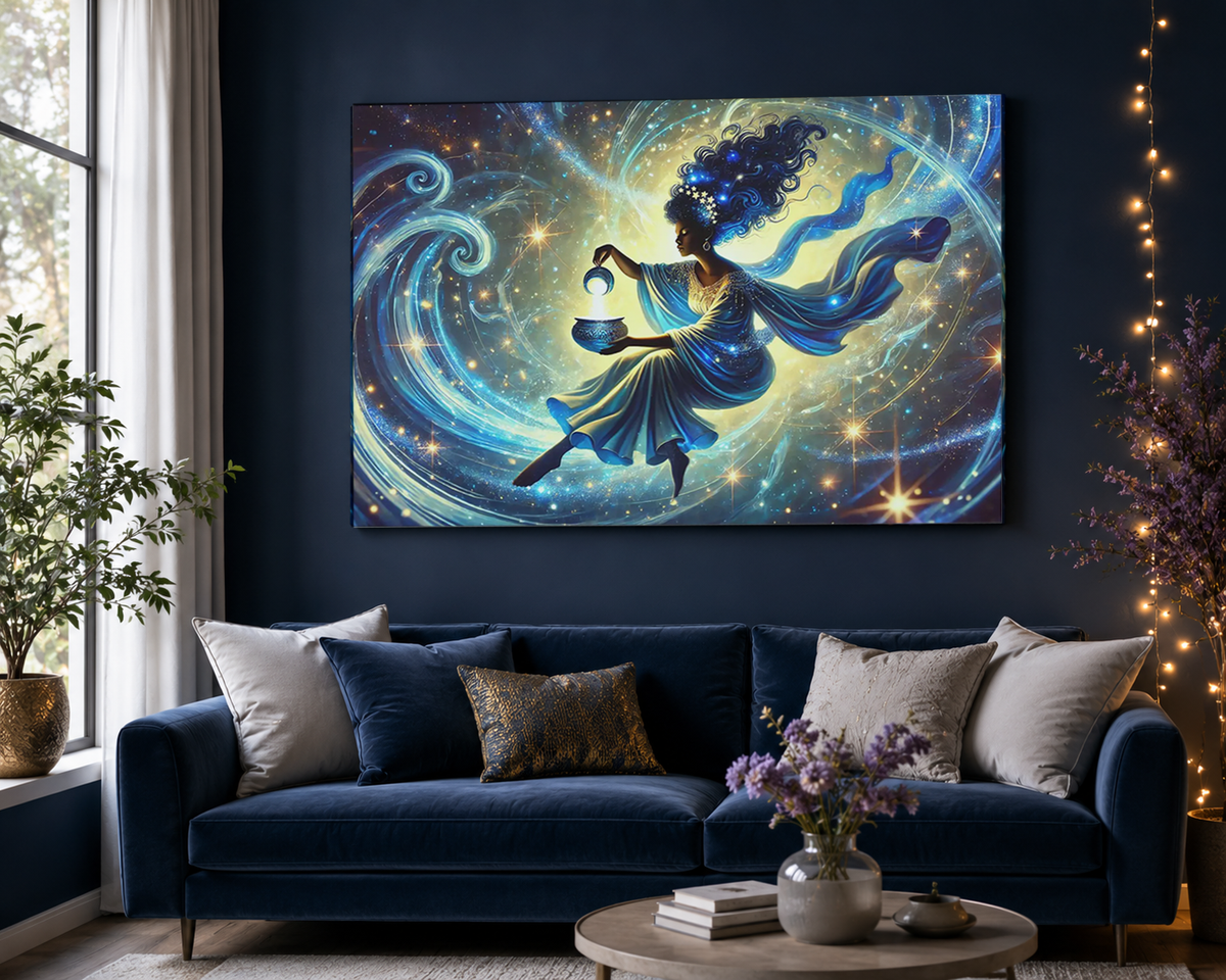 The Light Bearer – Mystical Celestial Wall Art on Eco-Friendly Canvas