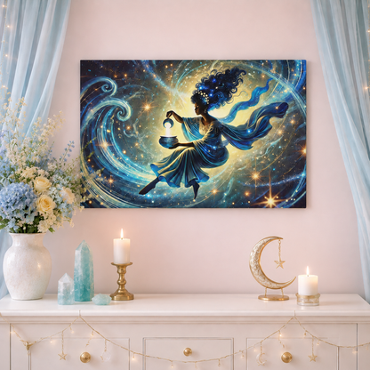 The Light Bearer – Mystical Celestial Wall Art on Eco-Friendly Canvas