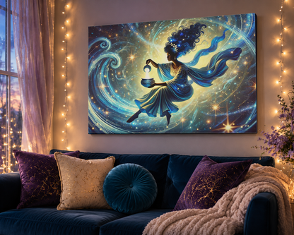 The Light Bearer – Mystical Celestial Wall Art on Eco-Friendly Canvas