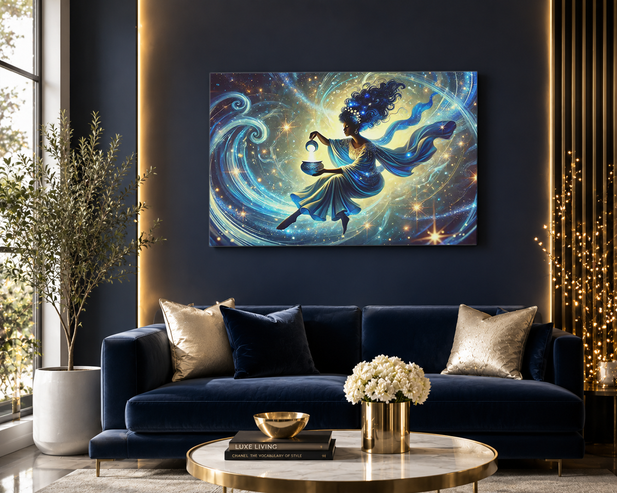 The Light Bearer – Mystical Celestial Wall Art on Eco-Friendly Canvas