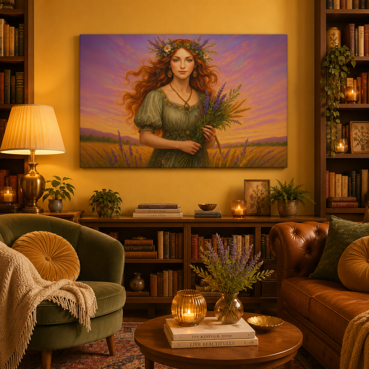 Virgo Zodiac Wall Art, Harvest Goddess Canvas Print, Astrology Home Decor, Virgo Gift for Her, Celestial Maiden Painting, Star Sign Wall Decor