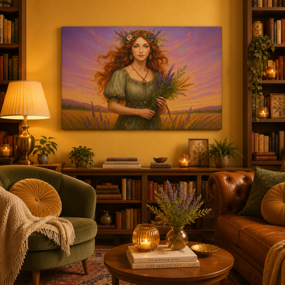 Virgo Zodiac Wall Art, Harvest Goddess Canvas Print, Astrology Home Decor, Virgo Gift for Her, Celestial Maiden Painting, Star Sign Wall Decor
