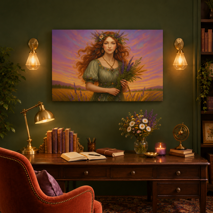 Virgo Zodiac Wall Art, Harvest Goddess Canvas Print, Astrology Home Decor, Virgo Gift for Her, Celestial Maiden Painting, Star Sign Wall Decor