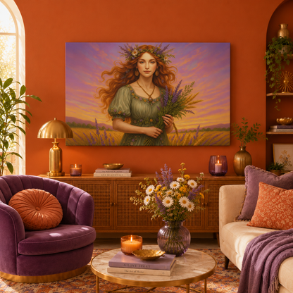 Virgo Zodiac Wall Art, Harvest Goddess Canvas Print, Astrology Home Decor, Virgo Gift for Her, Celestial Maiden Painting, Star Sign Wall Decor