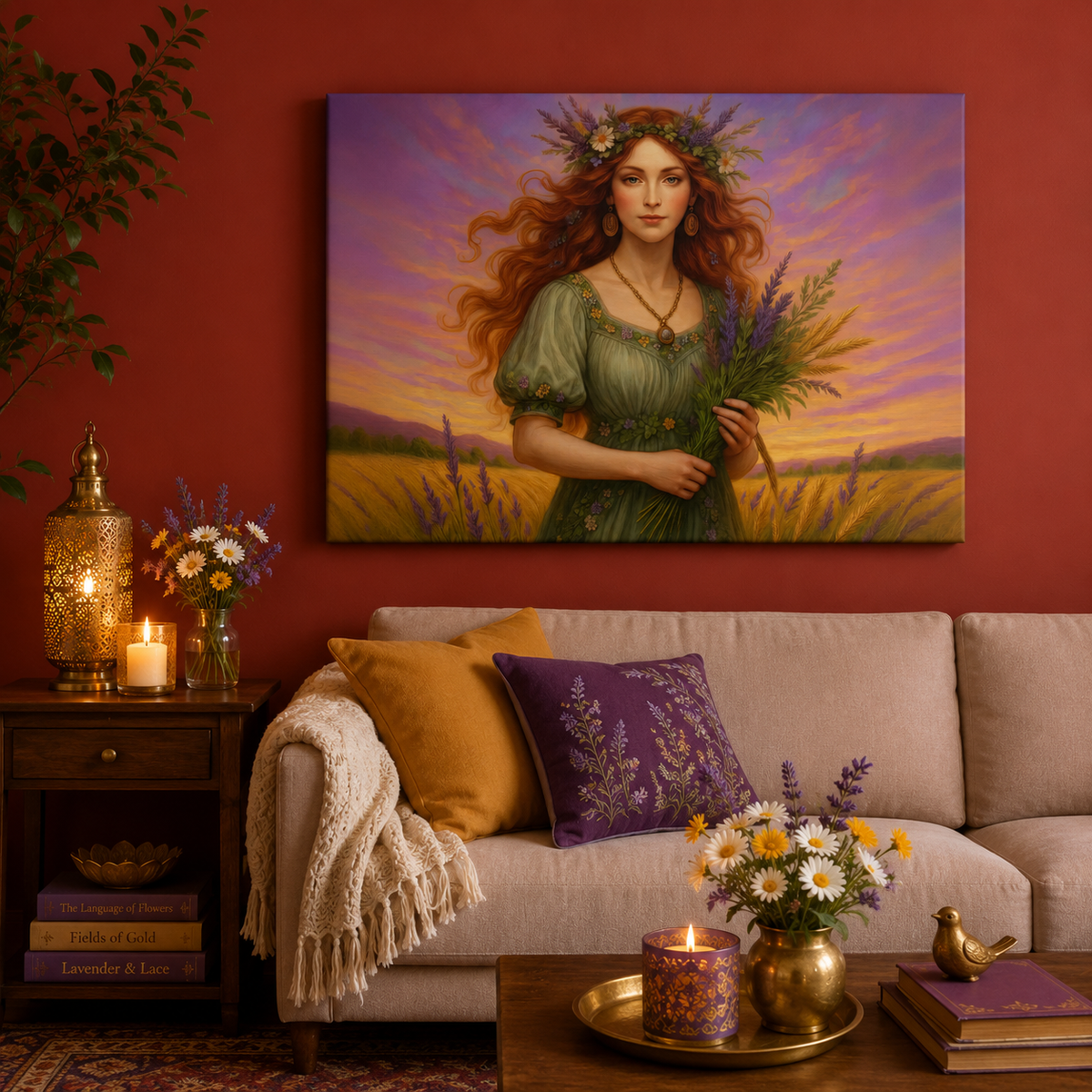 Virgo Zodiac Wall Art, Harvest Goddess Canvas Print, Astrology Home Decor, Virgo Gift for Her, Celestial Maiden Painting, Star Sign Wall Decor