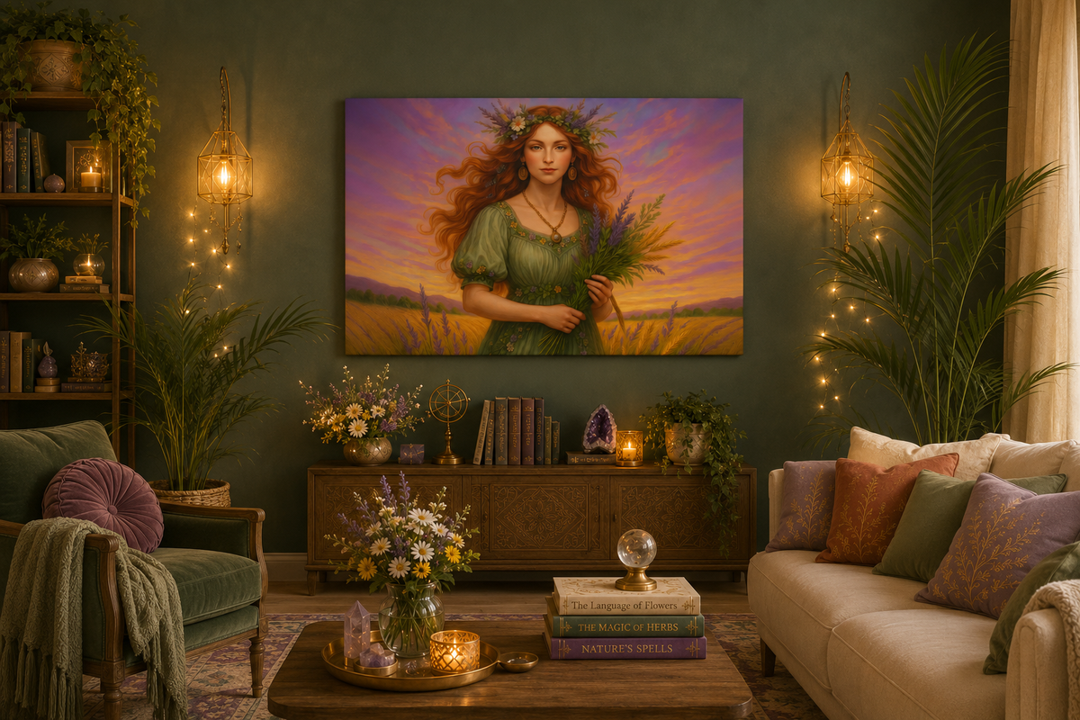 Virgo Zodiac Wall Art, Harvest Goddess Canvas Print, Astrology Home Decor, Virgo Gift for Her, Celestial Maiden Painting, Star Sign Wall Decor