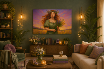 Virgo Zodiac Wall Art, Harvest Goddess Canvas Print, Astrology Home Decor, Virgo Gift for Her, Celestial Maiden Painting, Star Sign Wall Decor