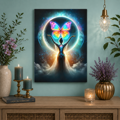 Butterfly Moon – Luminous Dream Wall Art on Eco-friendly Canvas