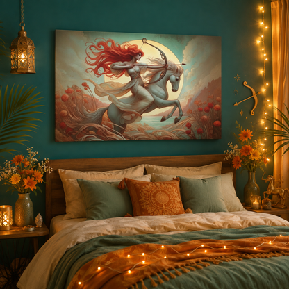 Firehorse Archer - Sagittarius Goddess | Art Nouveau Canvas Wall Art