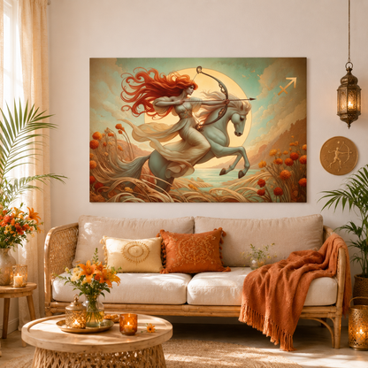 Firehorse Archer - Sagittarius Goddess | Art Nouveau Canvas Wall Art
