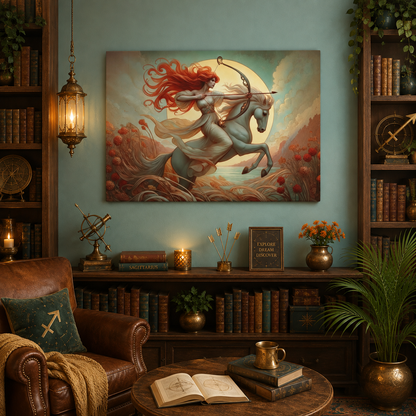 Firehorse Archer - Sagittarius Goddess | Art Nouveau Canvas Wall Art