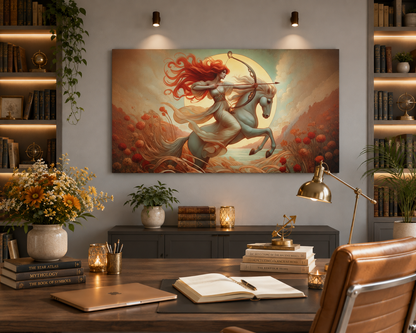 Firehorse Archer - Sagittarius Goddess | Art Nouveau Canvas Wall Art