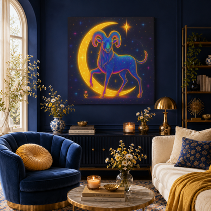 Radiant Rainbow Bull – Celestial Canvas Wall Art (Taurus Inspired)