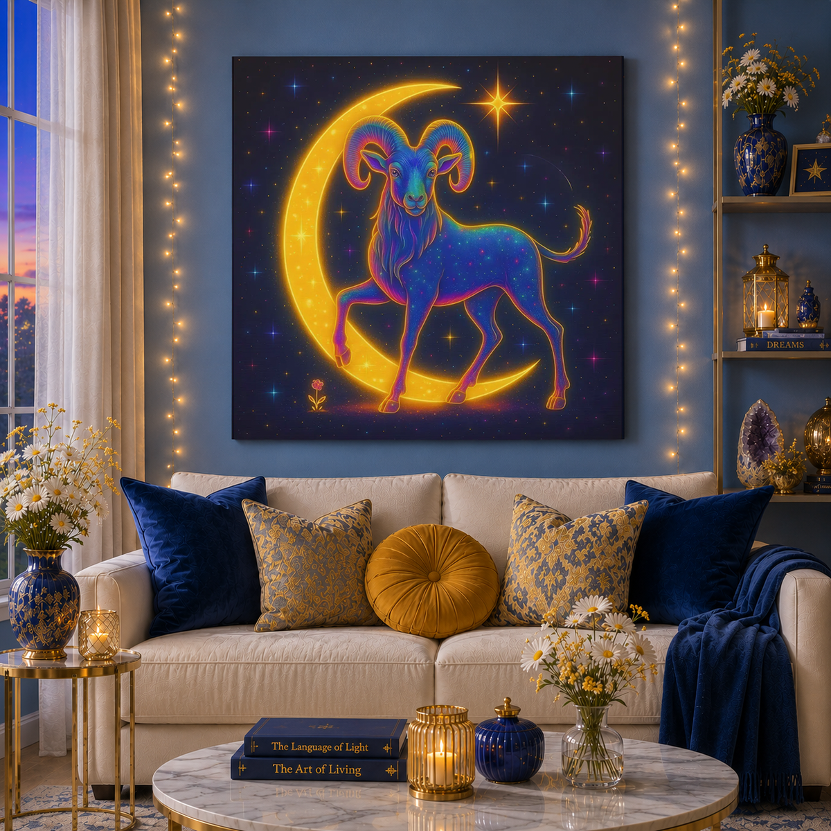 Radiant Rainbow Bull – Celestial Canvas Wall Art (Taurus Inspired)