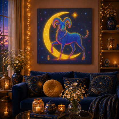 Radiant Rainbow Bull – Celestial Canvas Wall Art (Taurus Inspired)